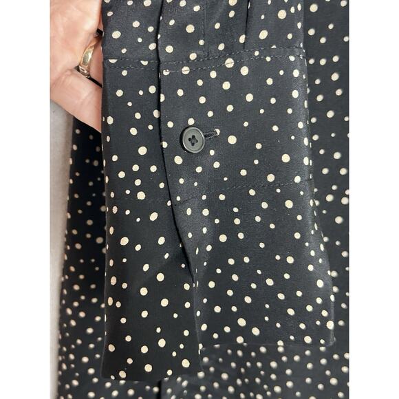 Grey jason wu Sz 6 silk modern polka dot black & beige tunic waist defining ties - Picture 6 of 7